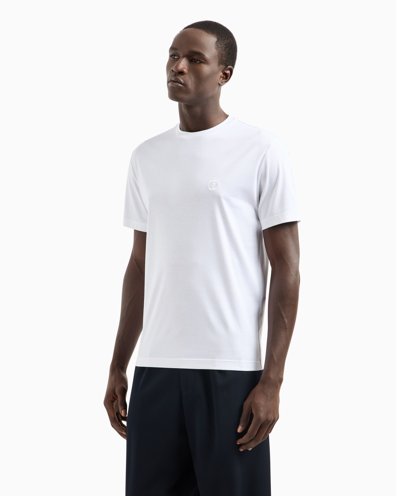 Cotton-interlock T-shirt with embroidered logo Slide 3
