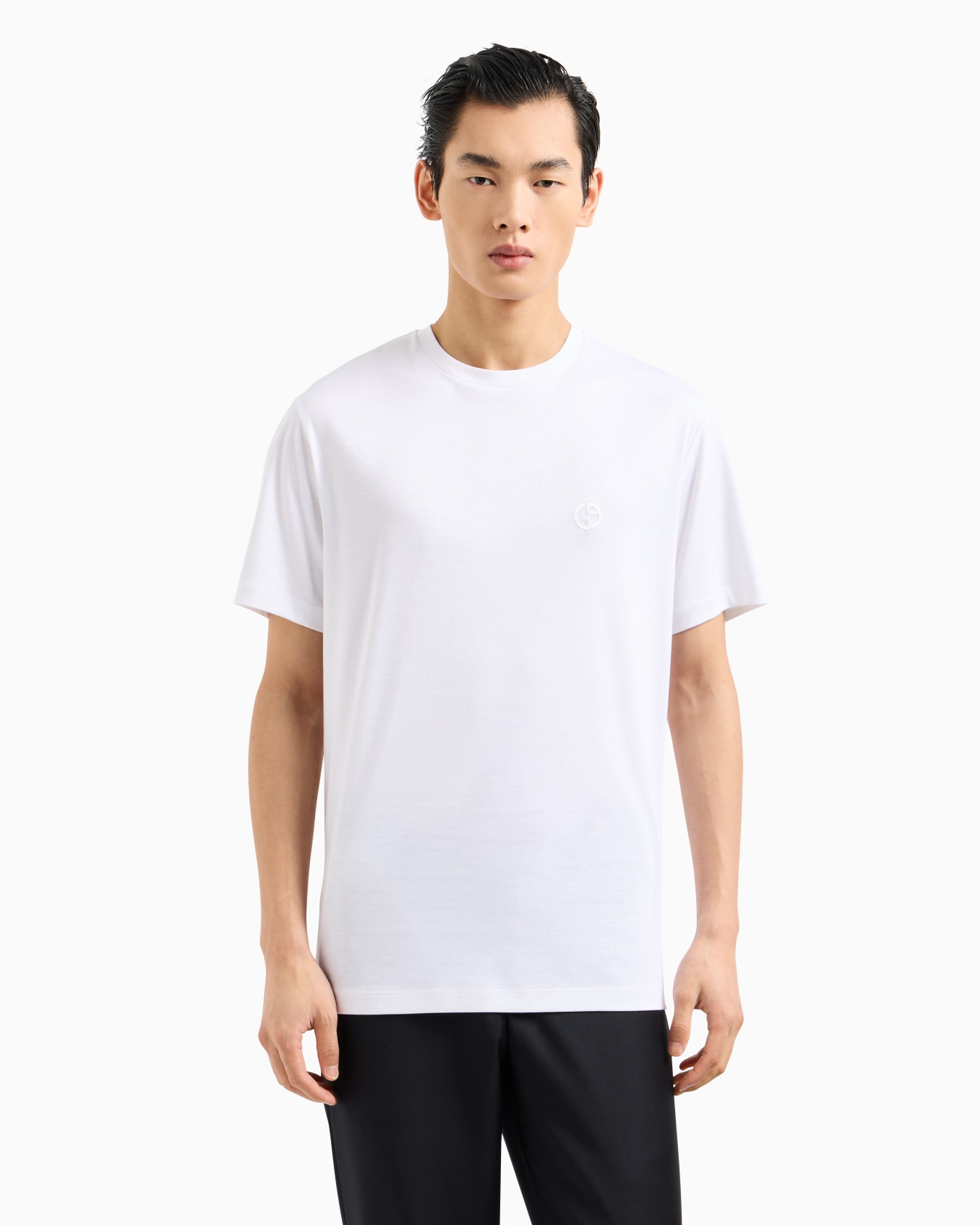 Cotton-interlock T-shirt with embroidered logo Slide 3