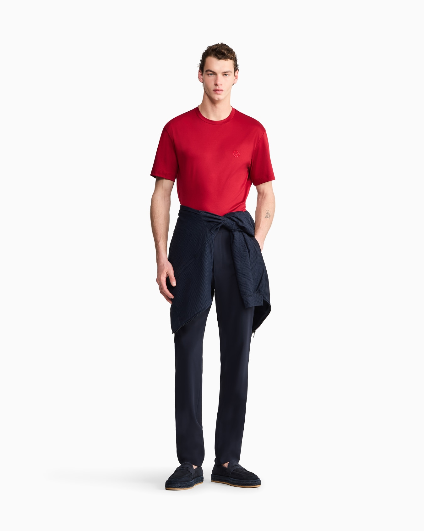 Camiseta de interlock de algodón con logotipo bordado Diapositiva 1