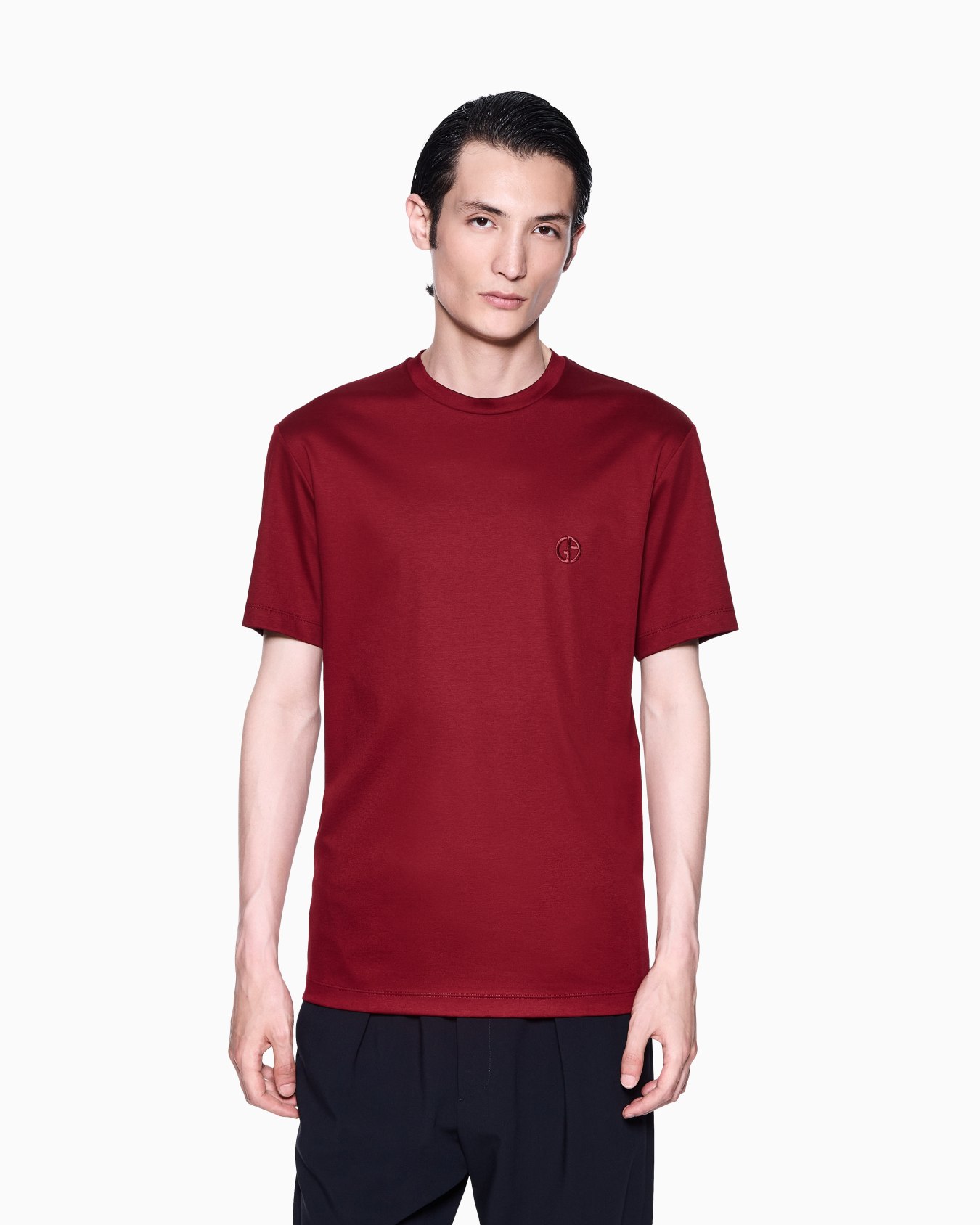 Cotton-interlock T-shirt with embroidered logo Slide 3