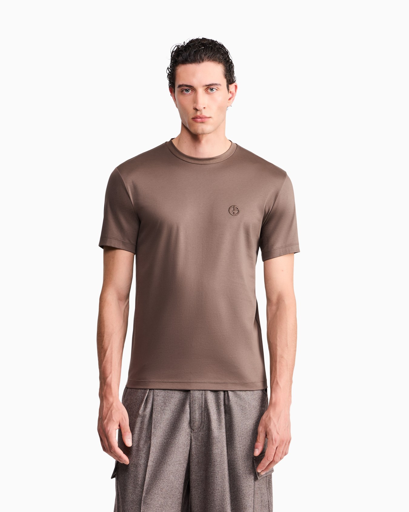 T-shirt with logo and crew neck in cotton interlock  Slide 3