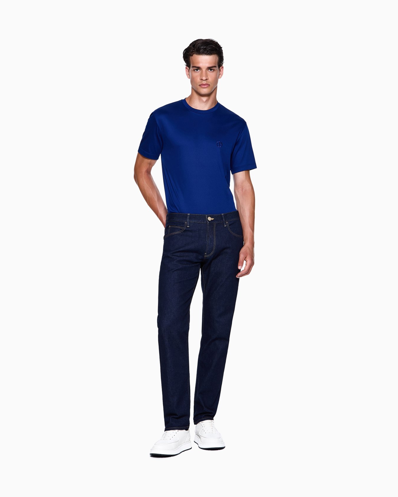 Cotton-interlock T-shirt with embroidered logo Slide 1