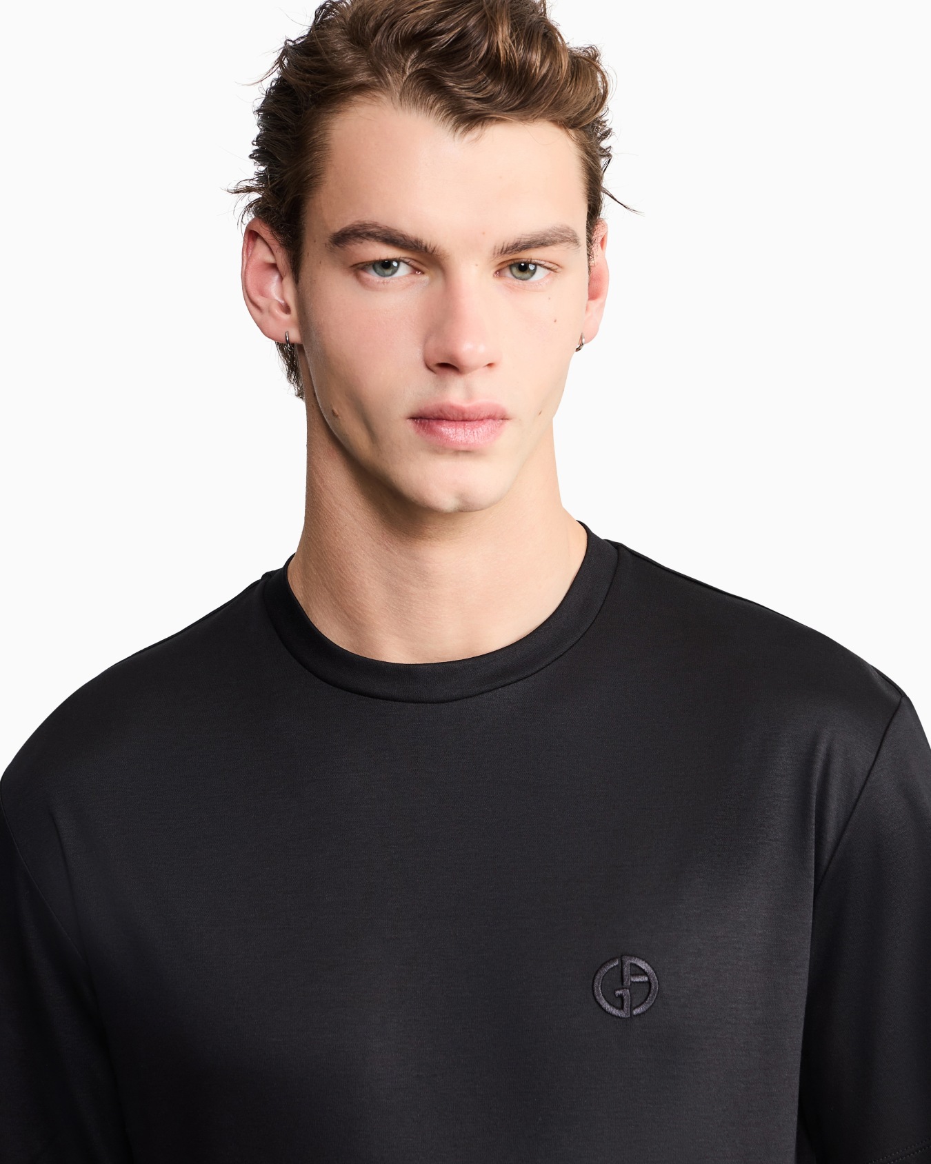 Cotton-interlock T-shirt with embroidered logo Slide 6