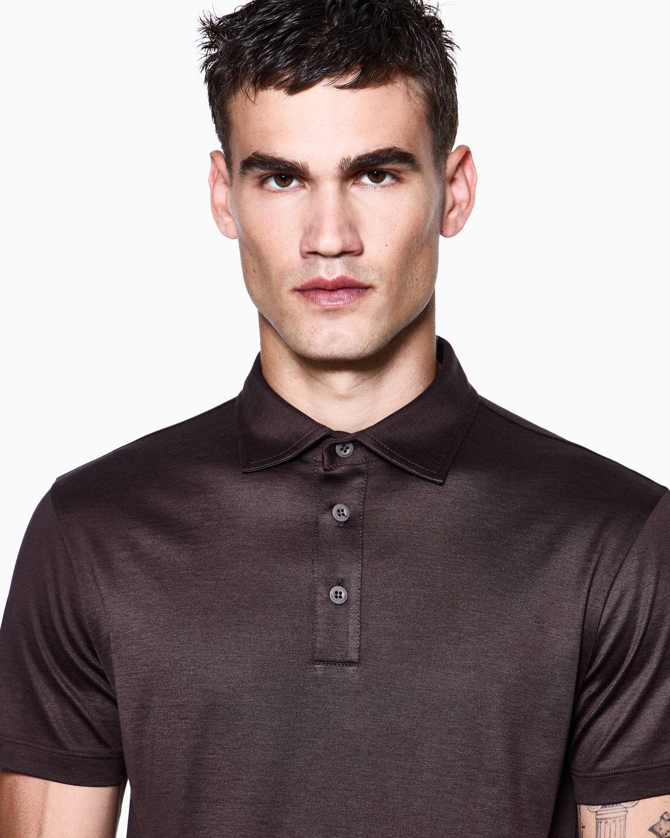 Polo en jersey de soie et coton chiné Diapositive 4