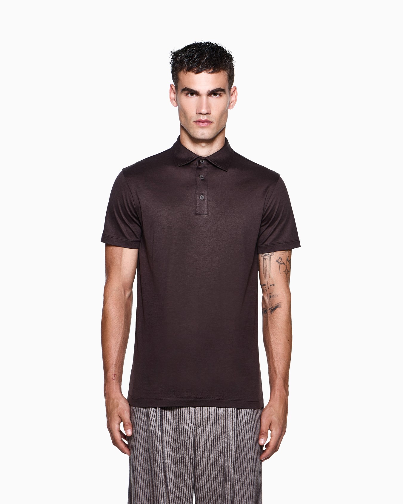 Polo en jersey de soie et coton chiné Diapositive 3