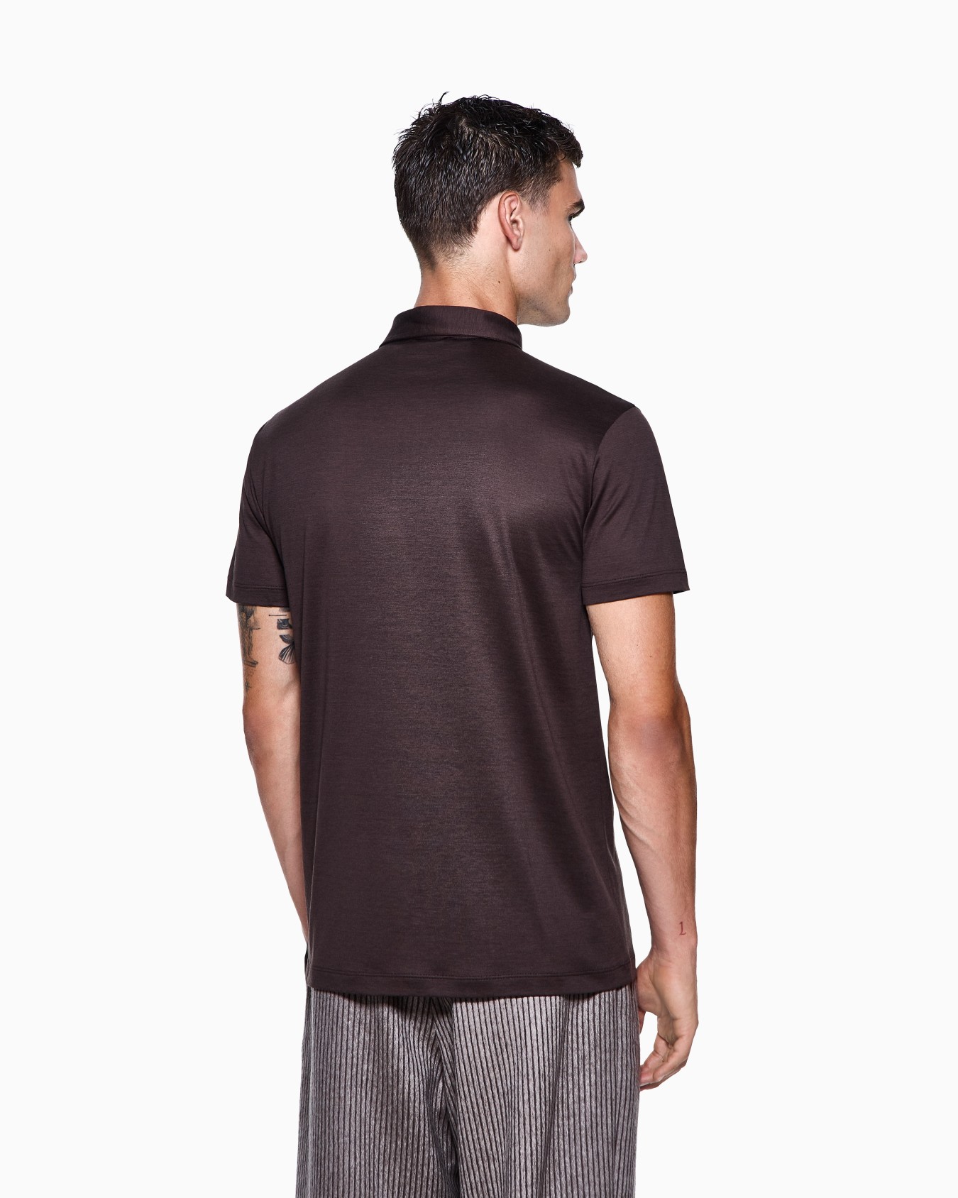 Polo en jersey de soie et coton chiné Diapositive 2