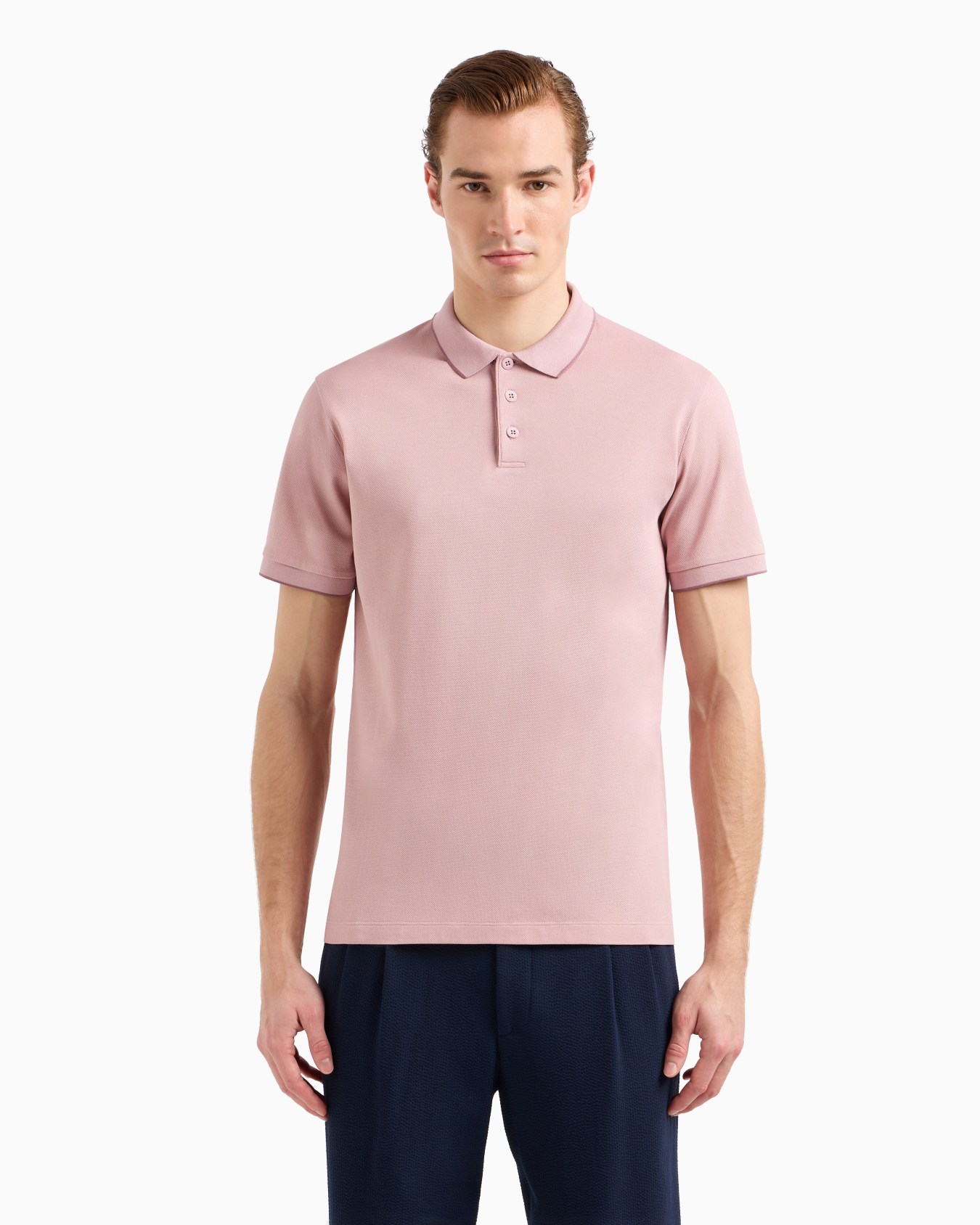 Piqué polo shirt in lisle cotton yarn Slide 3