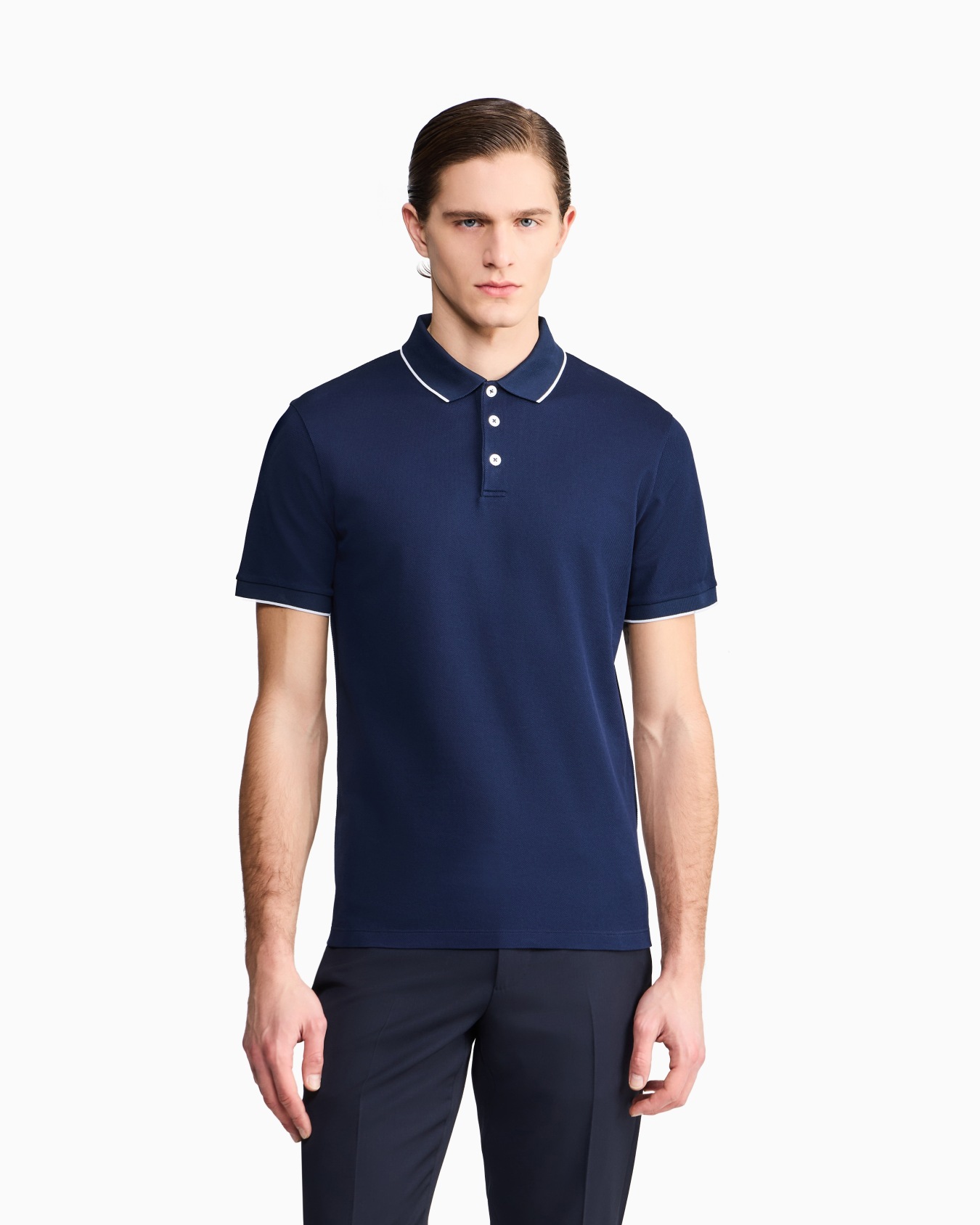 Polo in piquet di cotone filo di scozia Slide 3