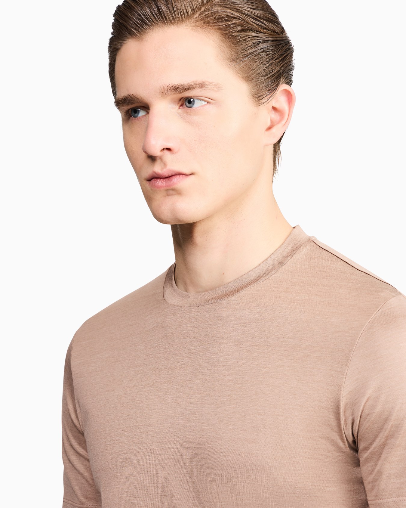 Plain-knit jersey T-shirt in a silk-and-cotton blend Slide 5