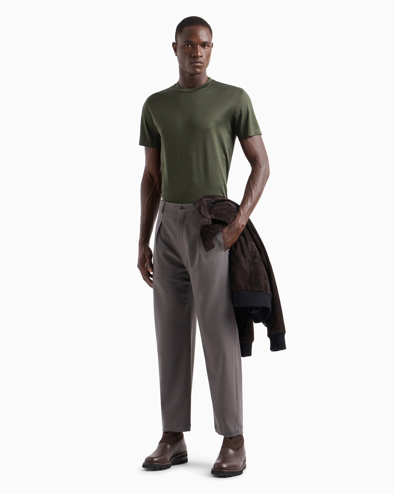 Plain-knit jersey T-shirt in a silk-and-cotton blend Slide 3