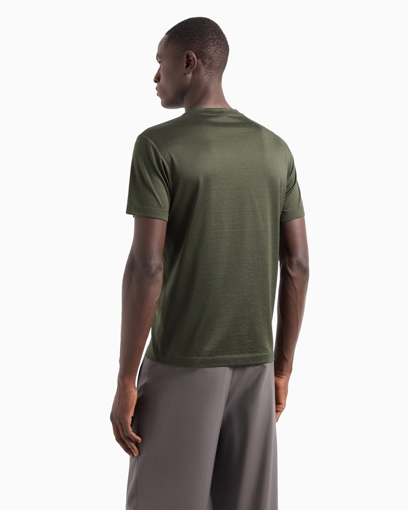 Plain-knit jersey T-shirt in a silk-and-cotton blend Slide 2