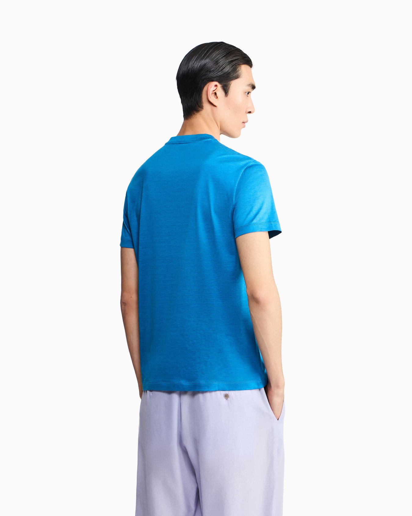 Plain-knit jersey T-shirt in a silk-and-cotton blend Slide 2
