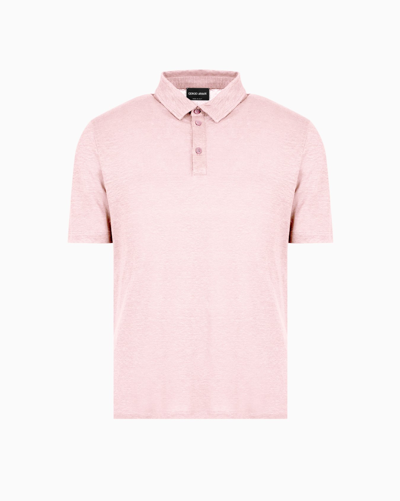 Short-sleeved polo shirt in pure linen jersey Diapositiva 0