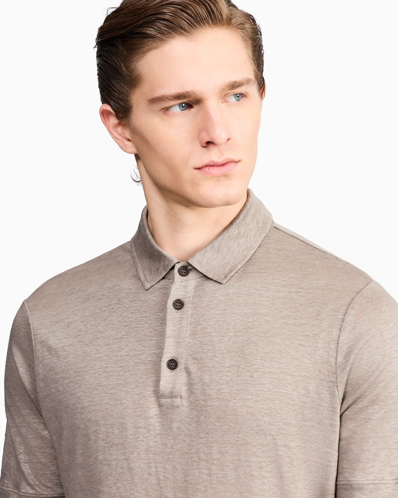 Polo de manga corta en punto de lino puro Diapositiva 5