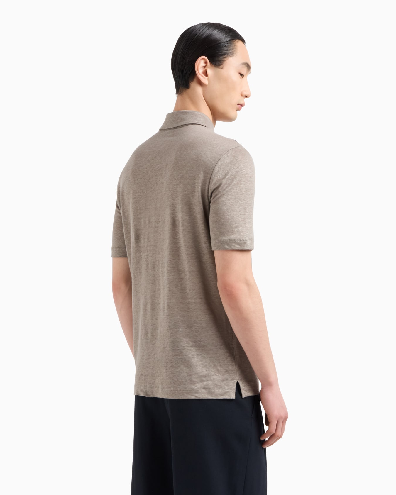 Jersey-Poloshirt mit kurzen Ärmeln aus reinem Leinen Folie 2