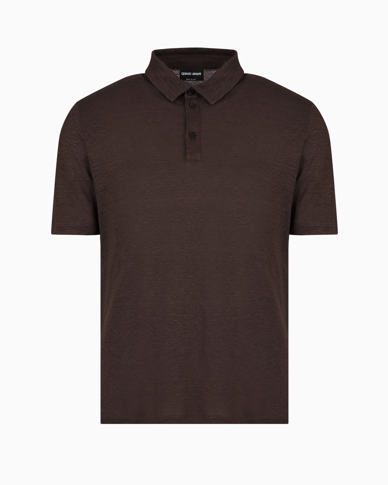 Short-sleeved polo shirt in pure linen jersey Slide 0