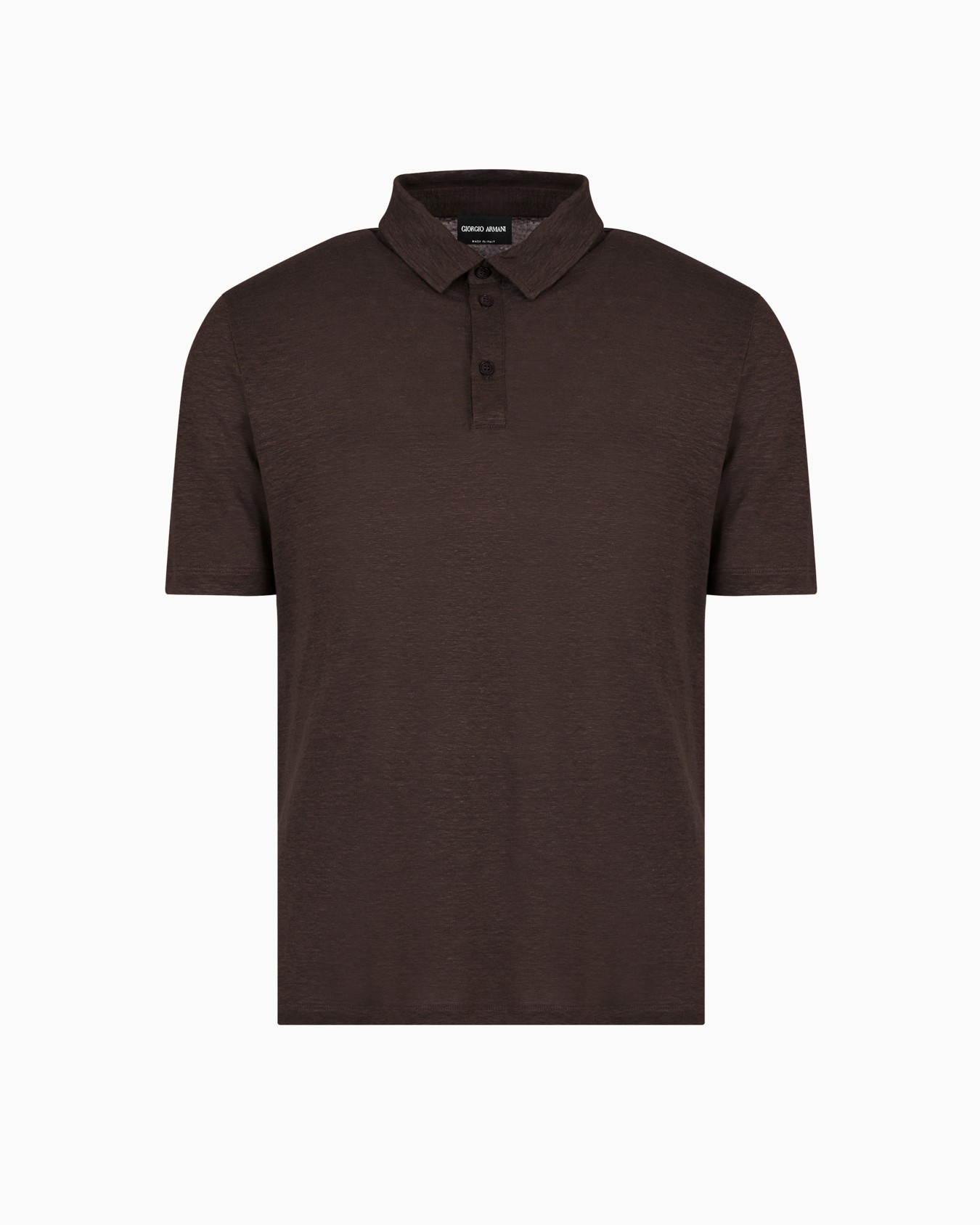 Short-sleeved polo shirt in pure linen jersey Slide 0