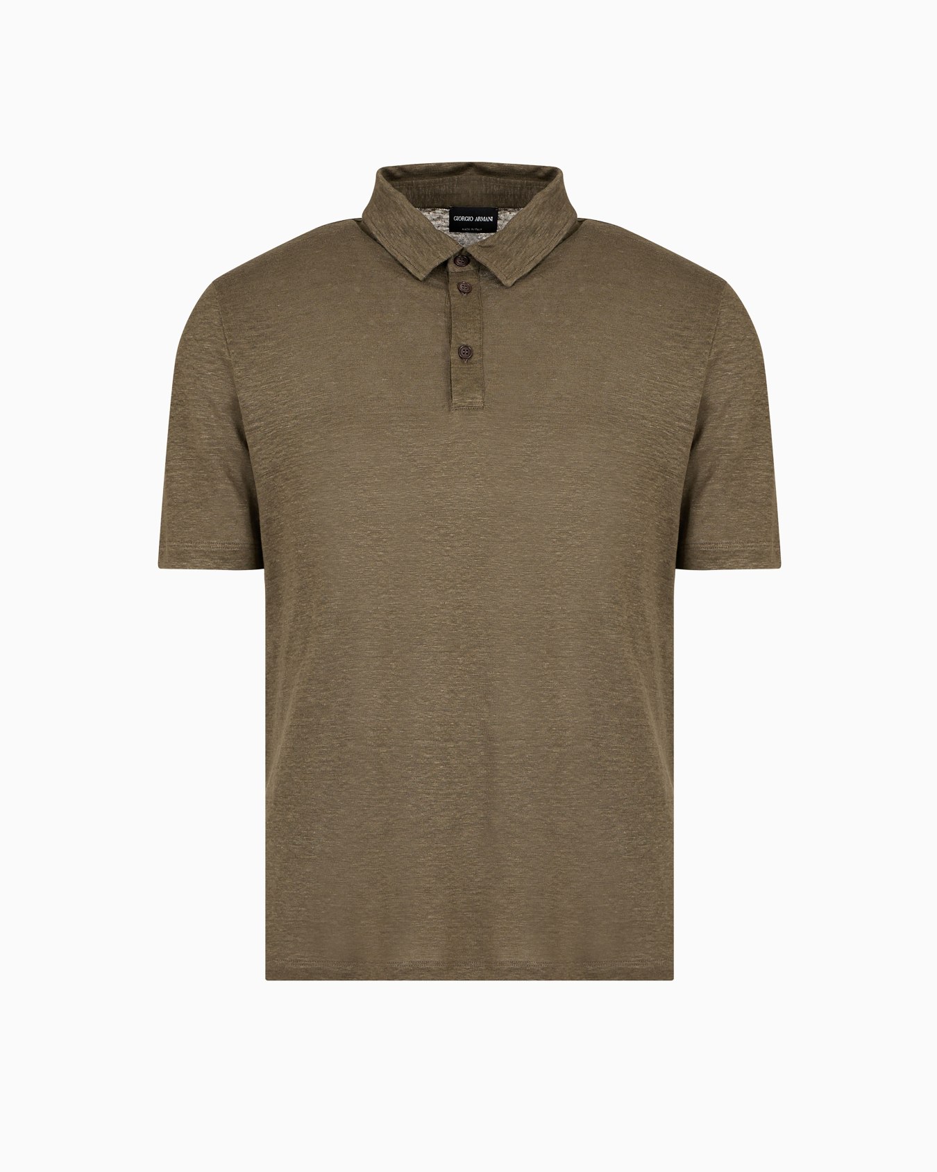Short-sleeved polo shirt in pure linen jersey Slide 0