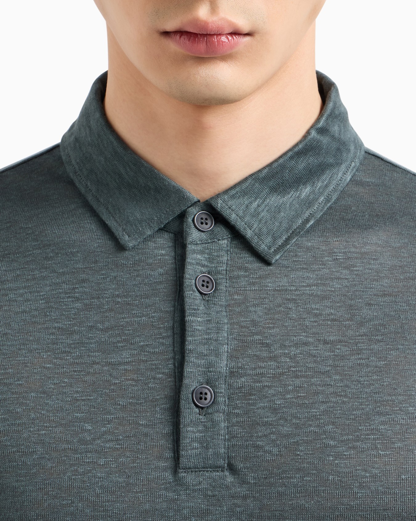 Jersey-Poloshirt mit kurzen Ärmeln aus reinem Leinen Folie 4