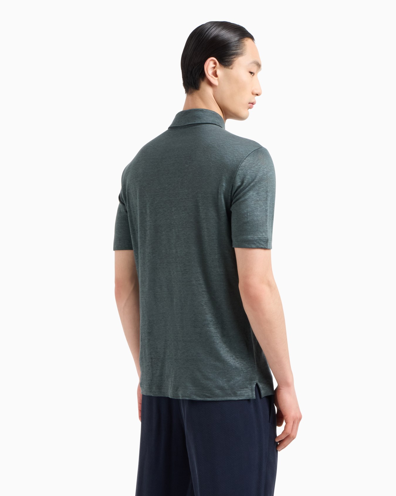 Jersey-Poloshirt mit kurzen Ärmeln aus reinem Leinen Folie 2