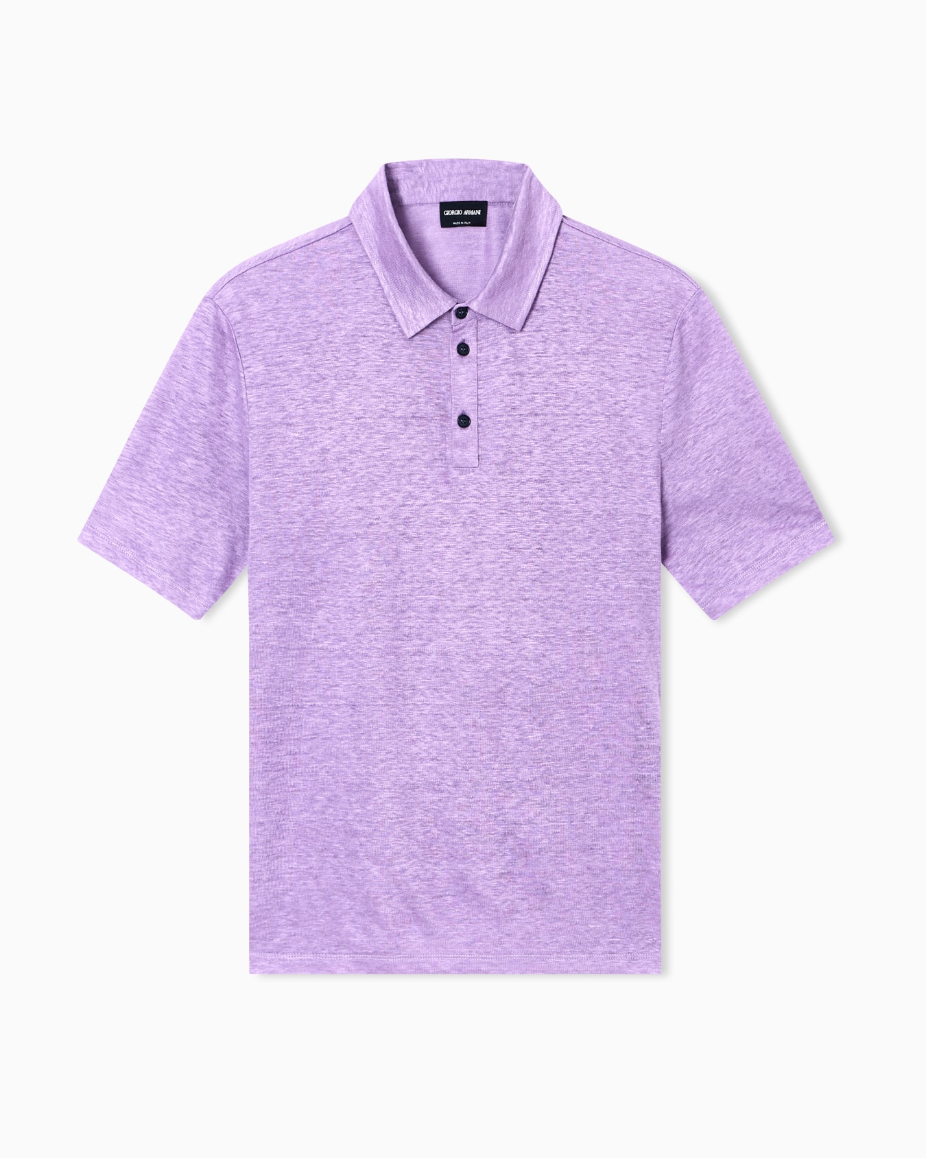Short-sleeved polo shirt in pure linen jersey Slide 0