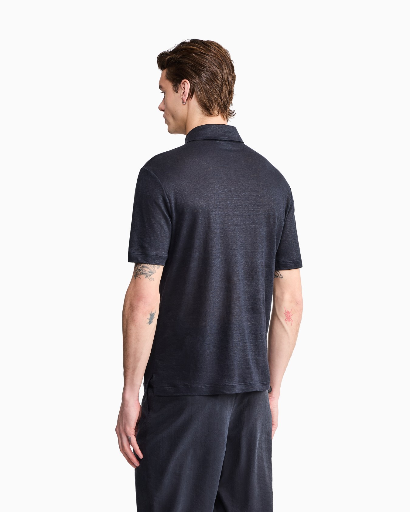 Polo de manga corta en punto de lino puro Diapositiva 5