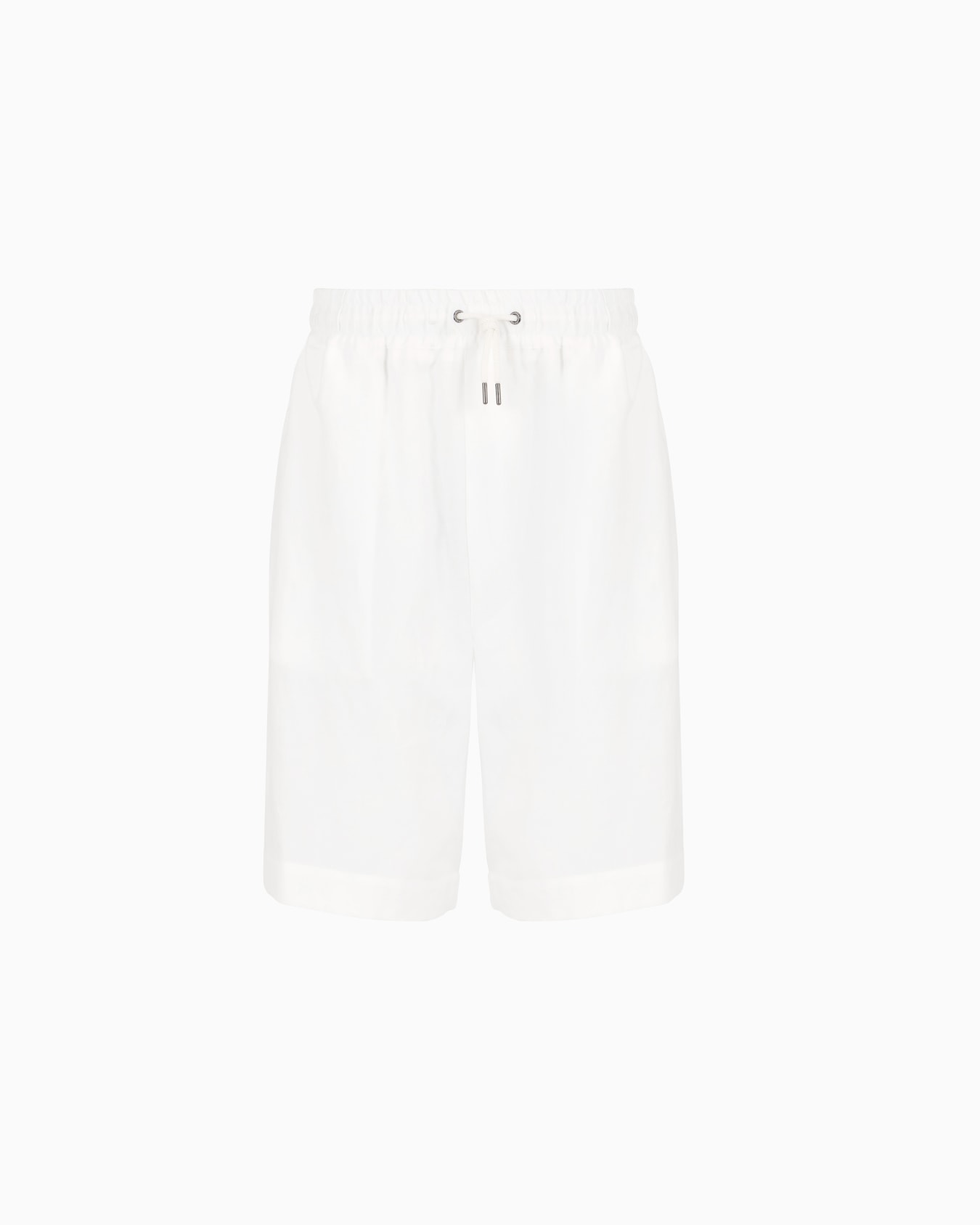 Pure linen canvas flat-front Bermuda shorts Diapositiva 0