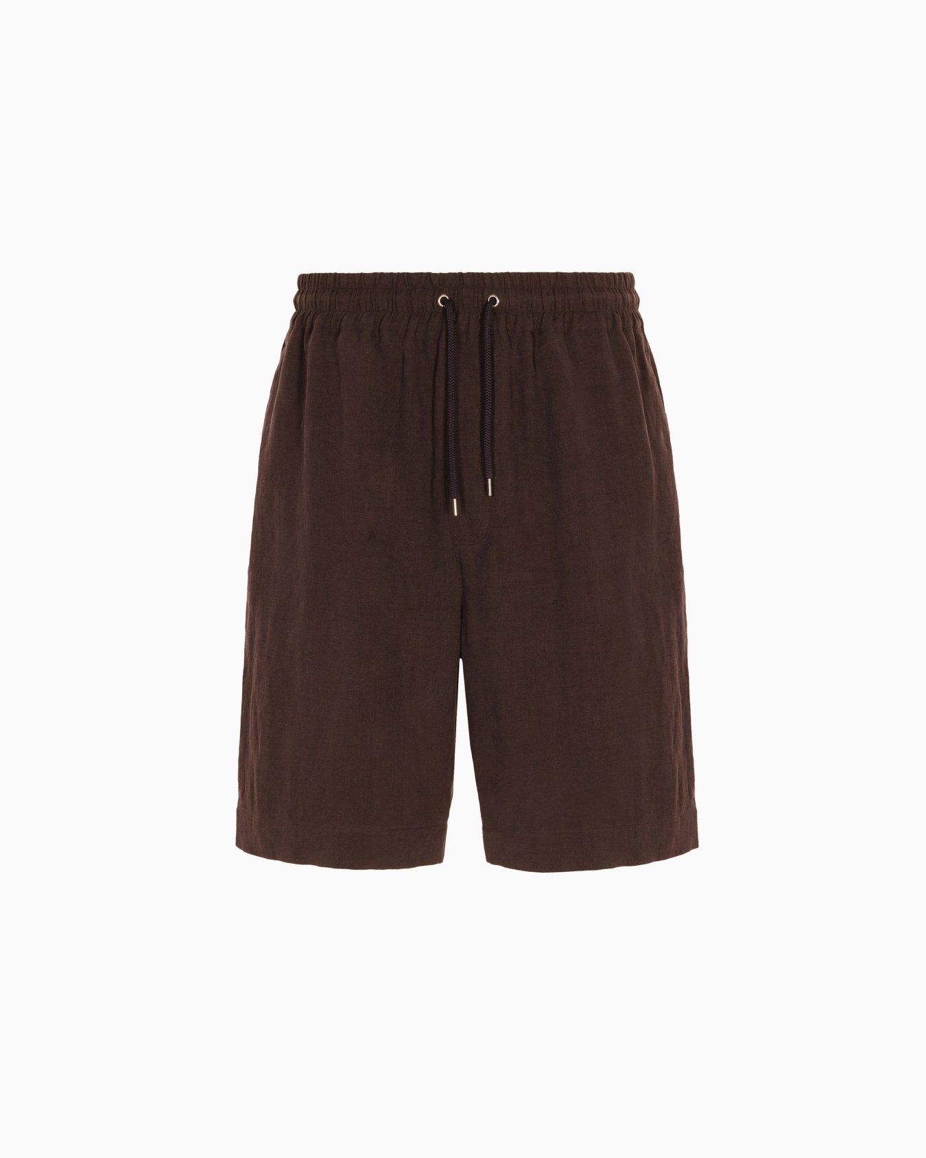 Pure linen canvas flat-front Bermuda shorts Slide 0