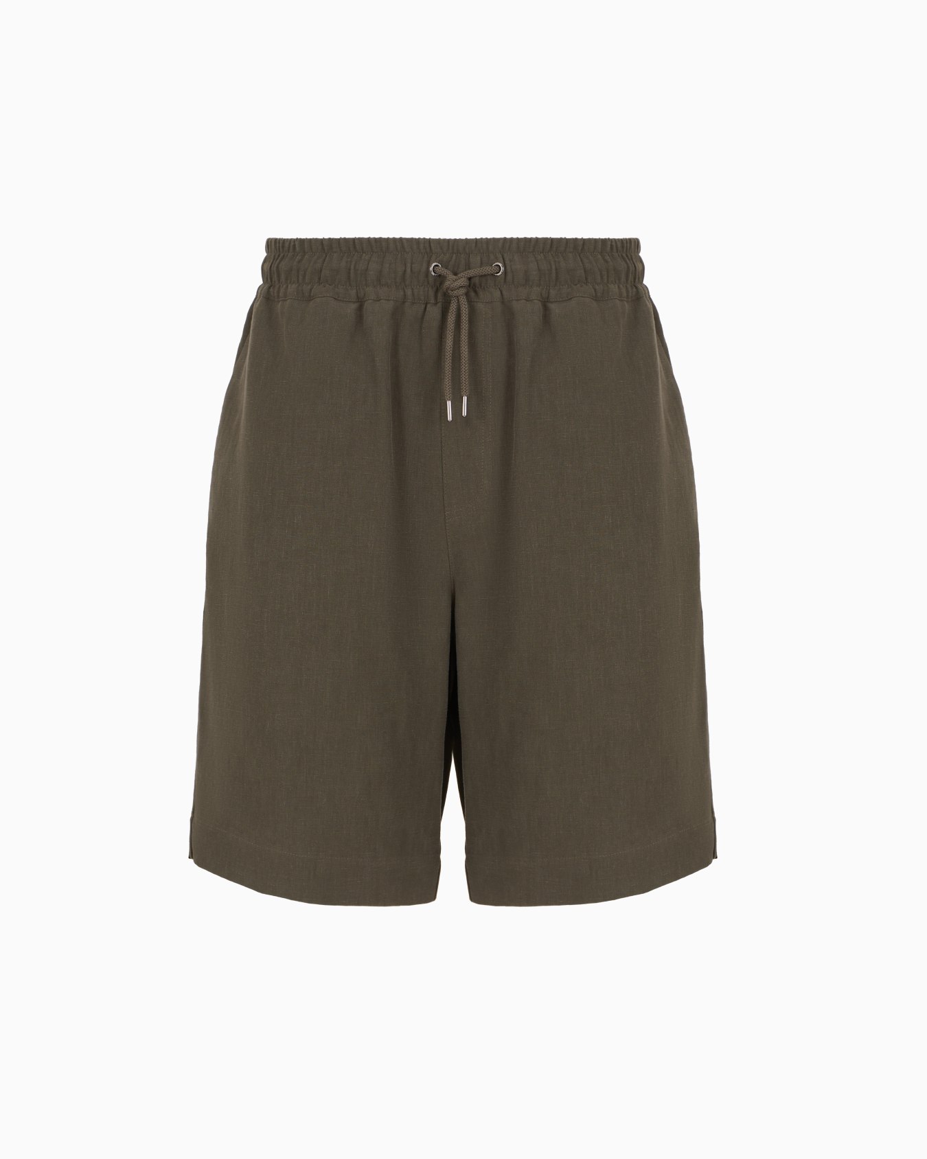 Linen Flat Front Bermuda Shorts Slide 0