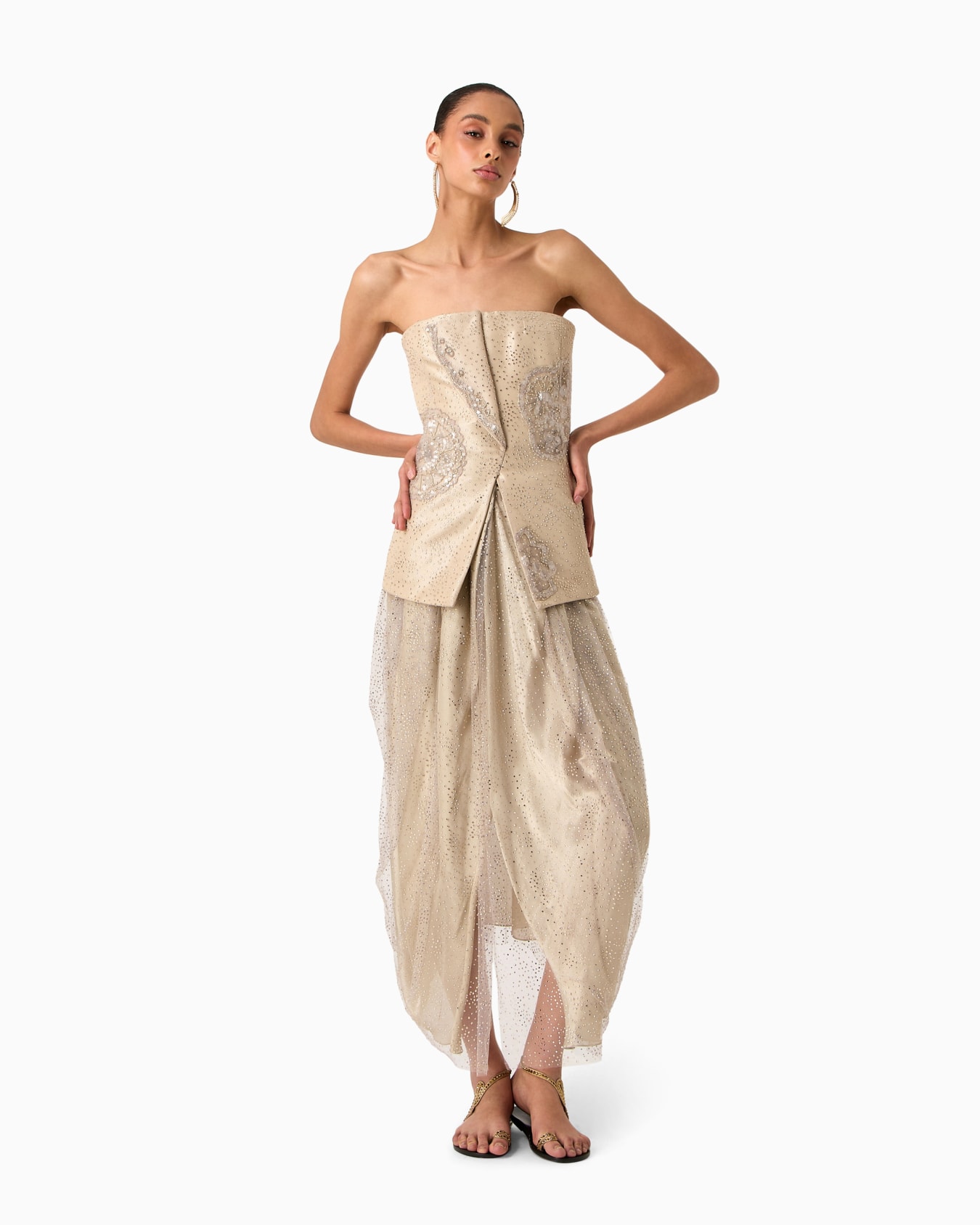 Embroidered long bustier top Slide 3