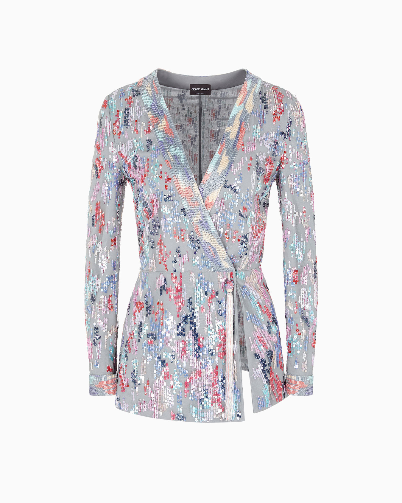 Long tulle jacket with all-over embroidery Slide 0