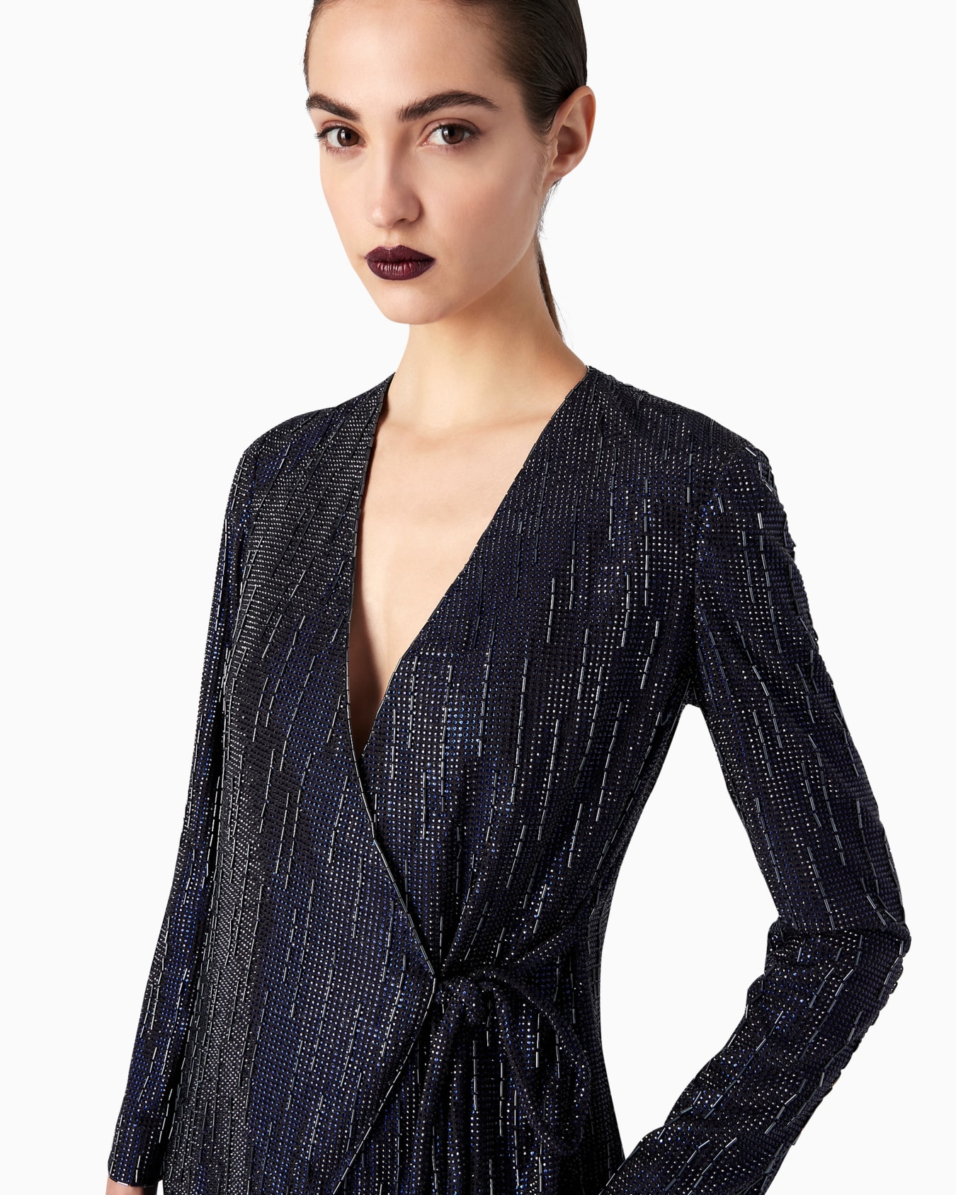 Long silk jacket with crystal embroidery Slide 4