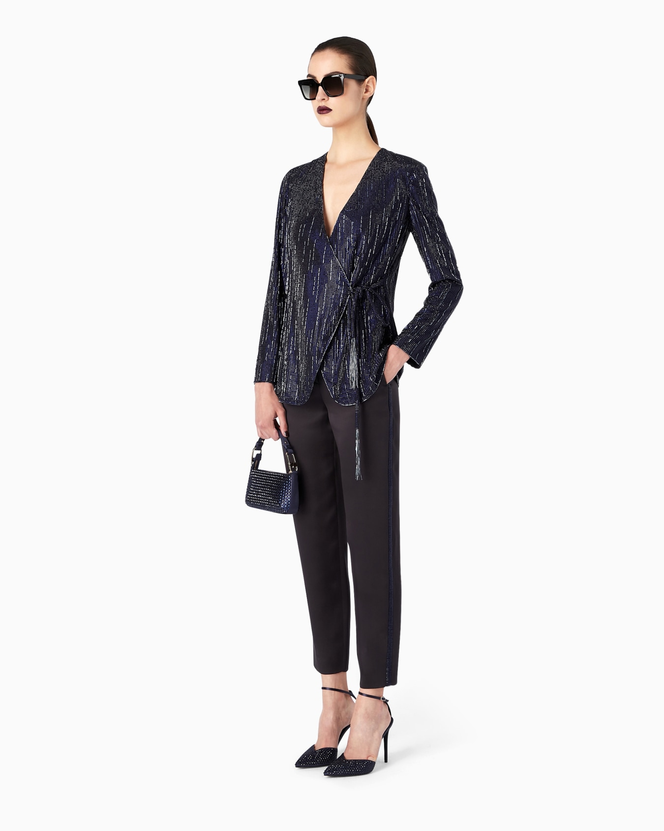 Long silk jacket with crystal embroidery Slide 3