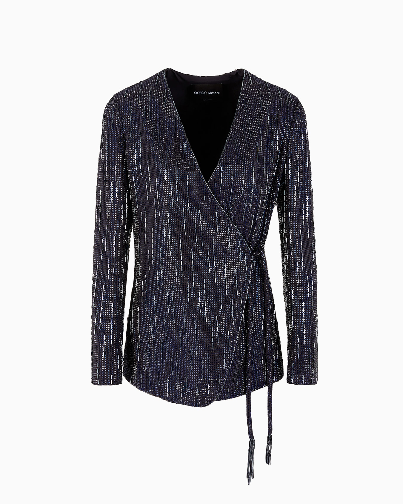 Long silk jacket with crystal embroidery Slide 0