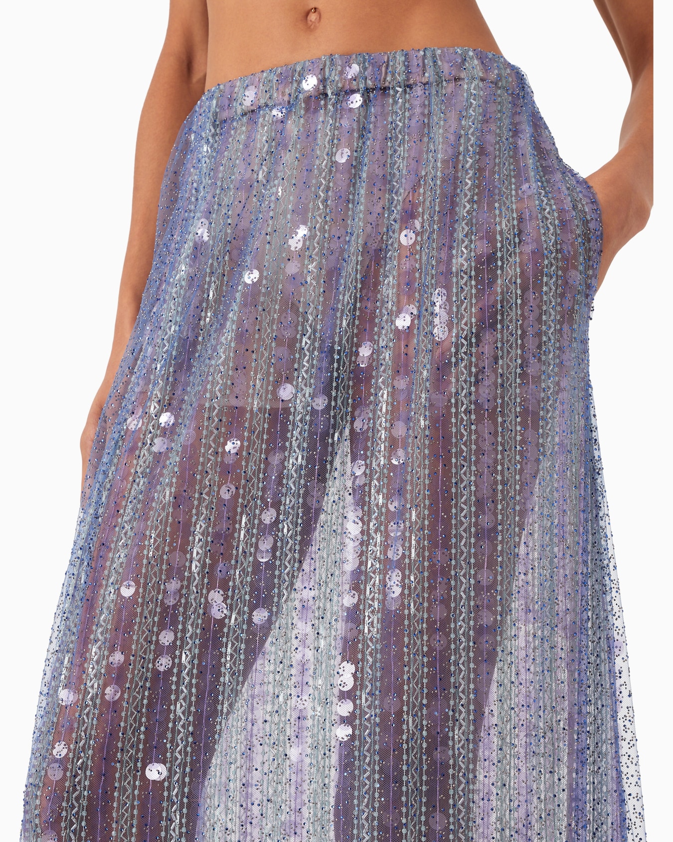 Gonna lunga con ricamo all-over Slide 4