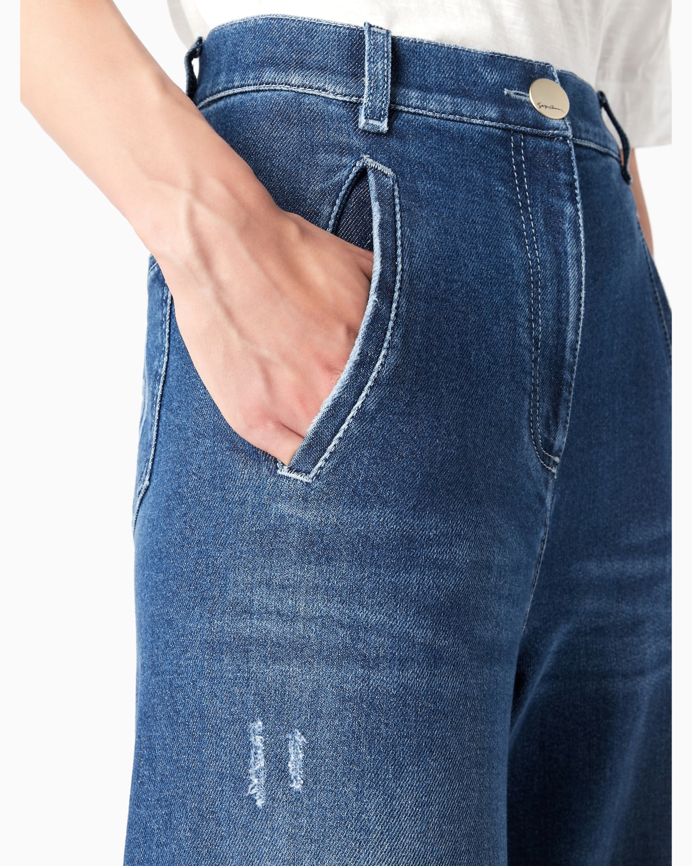 Denim Collection wide-leg trousers in stretch cotton denim Slide 4