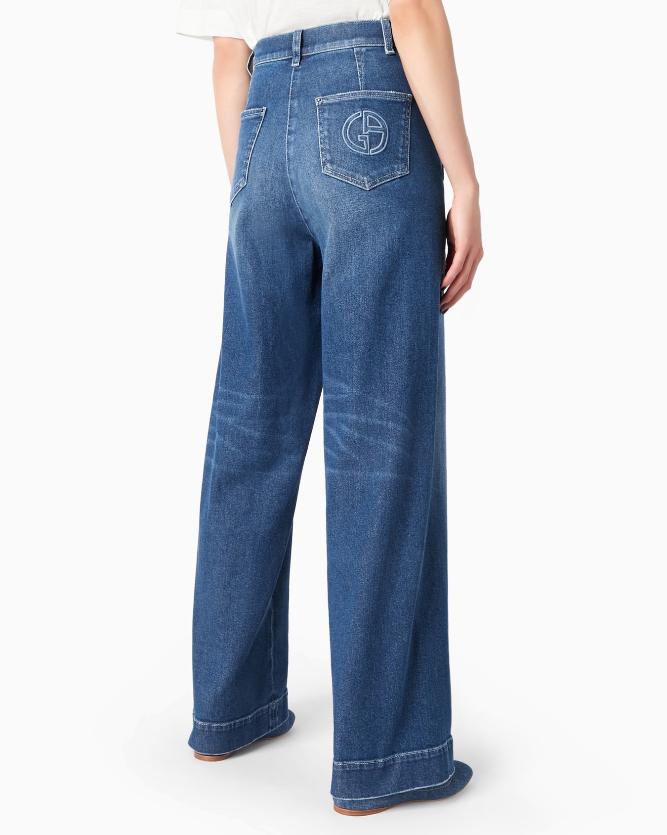 Denim Collection wide-leg trousers in stretch cotton denim Slide 2