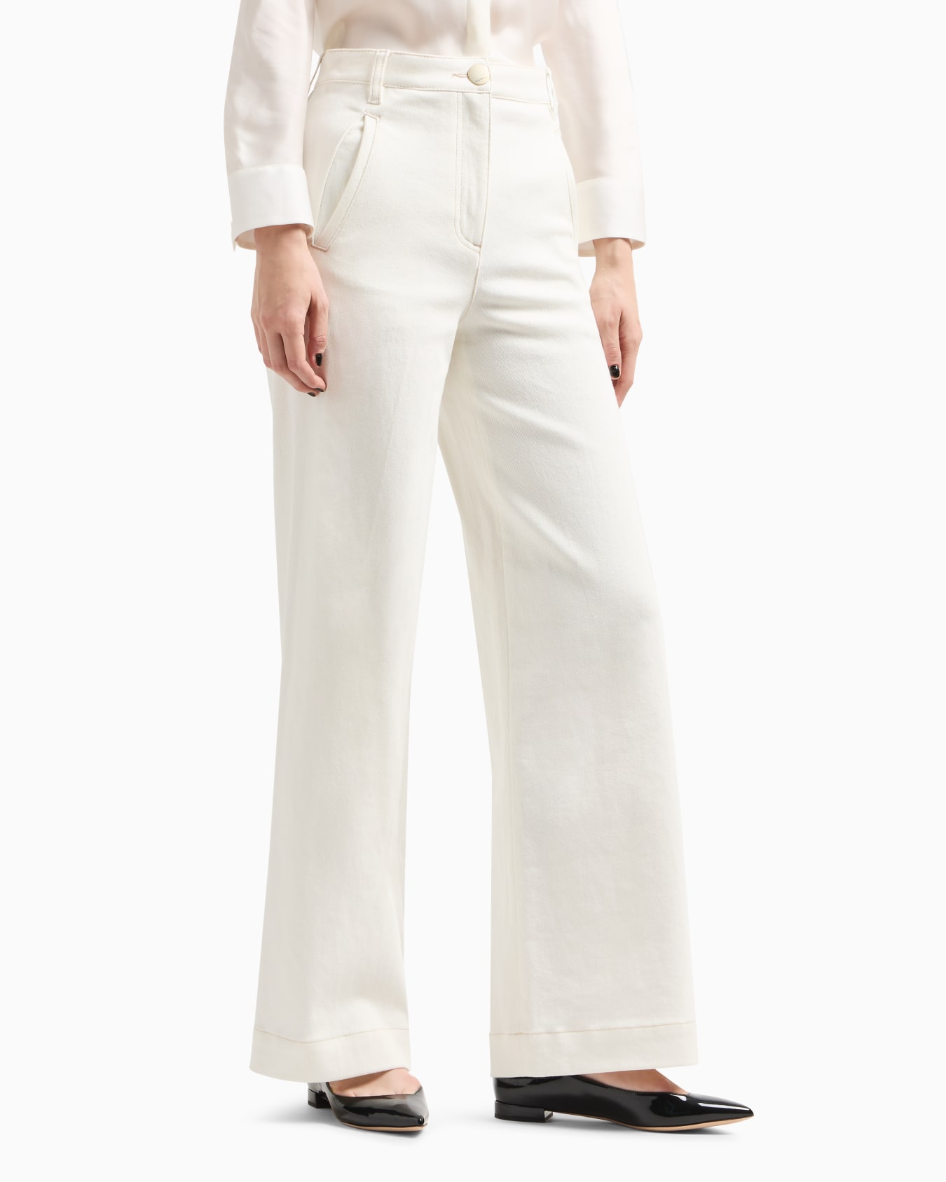 Denim Collection wide-leg trousers in stretch cotton denim Slide 1