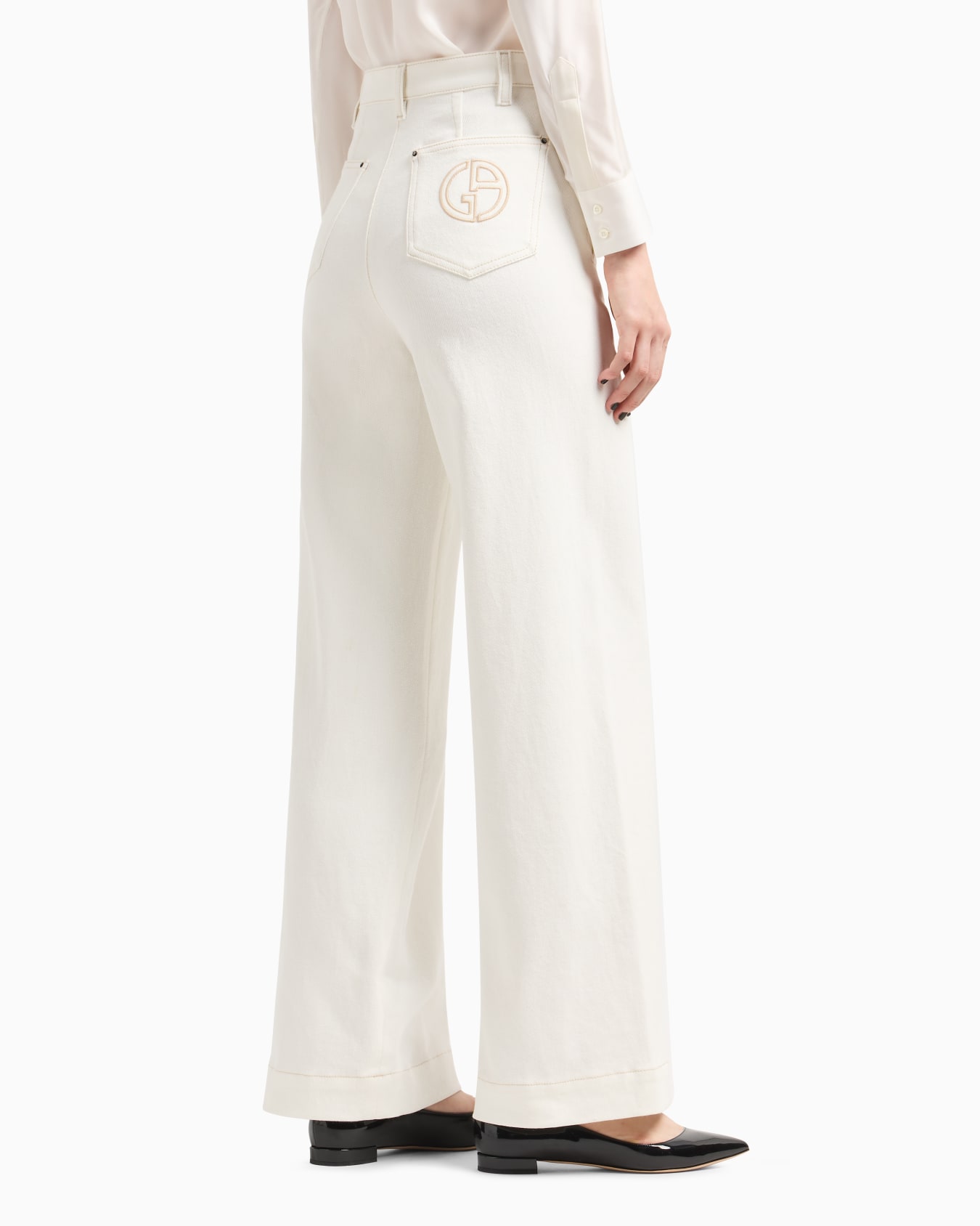 Denim Collection wide-leg trousers in stretch cotton denim Slide 2