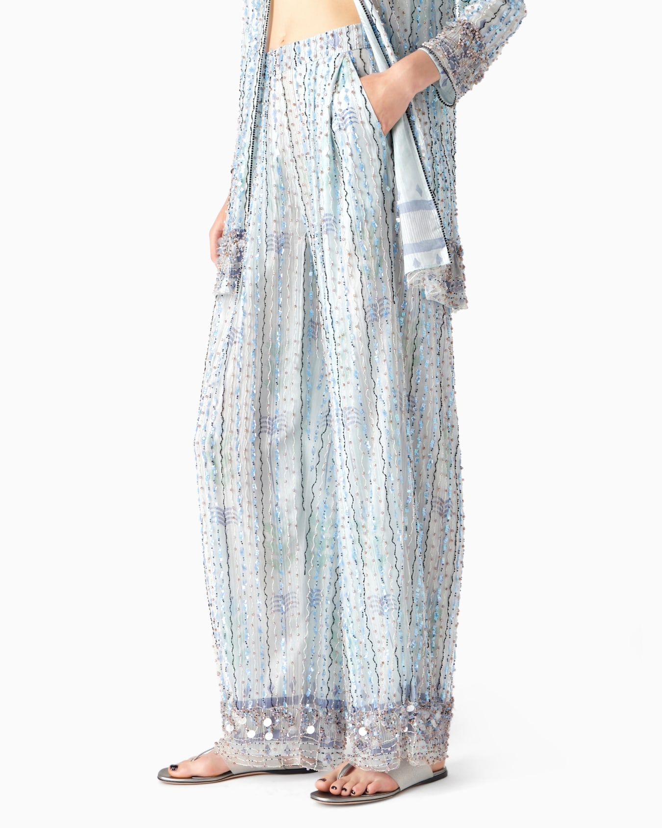 Pantaloni ampi in tulle con ricamo Slide 1