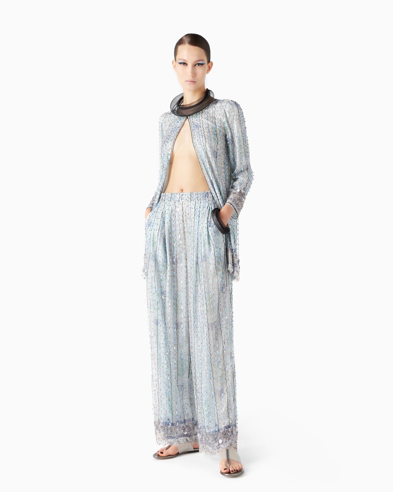 Pantaloni ampi in tulle con ricamo Slide 3