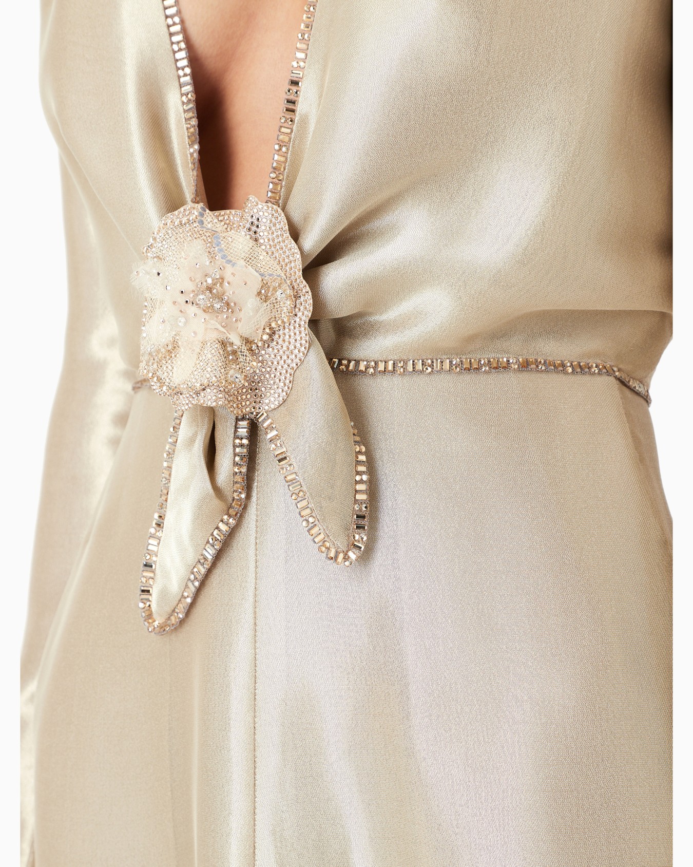 Long dress with embroideries and floral embellishment Slide 5