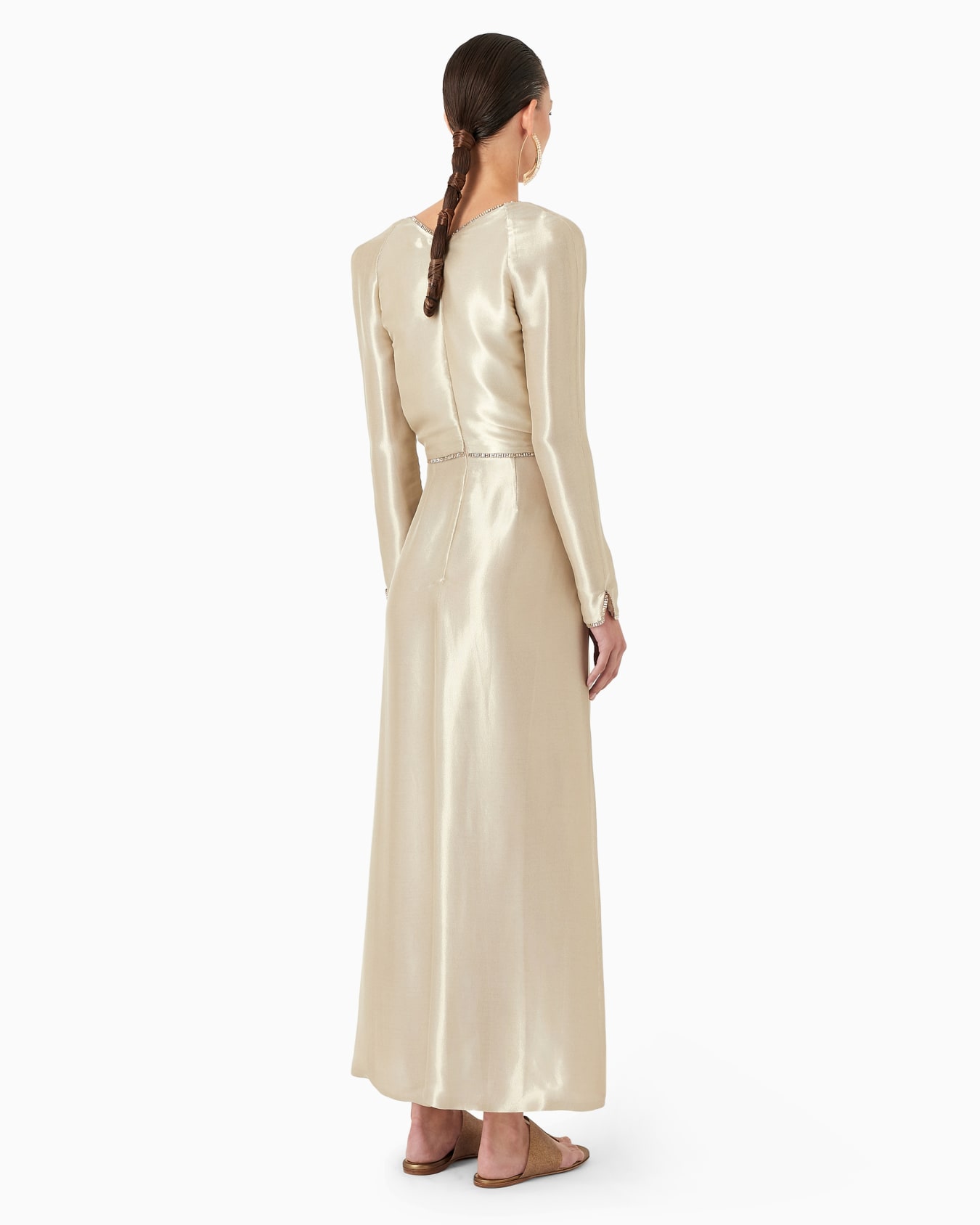 Long dress with embroideries and floral embellishment Slide 2