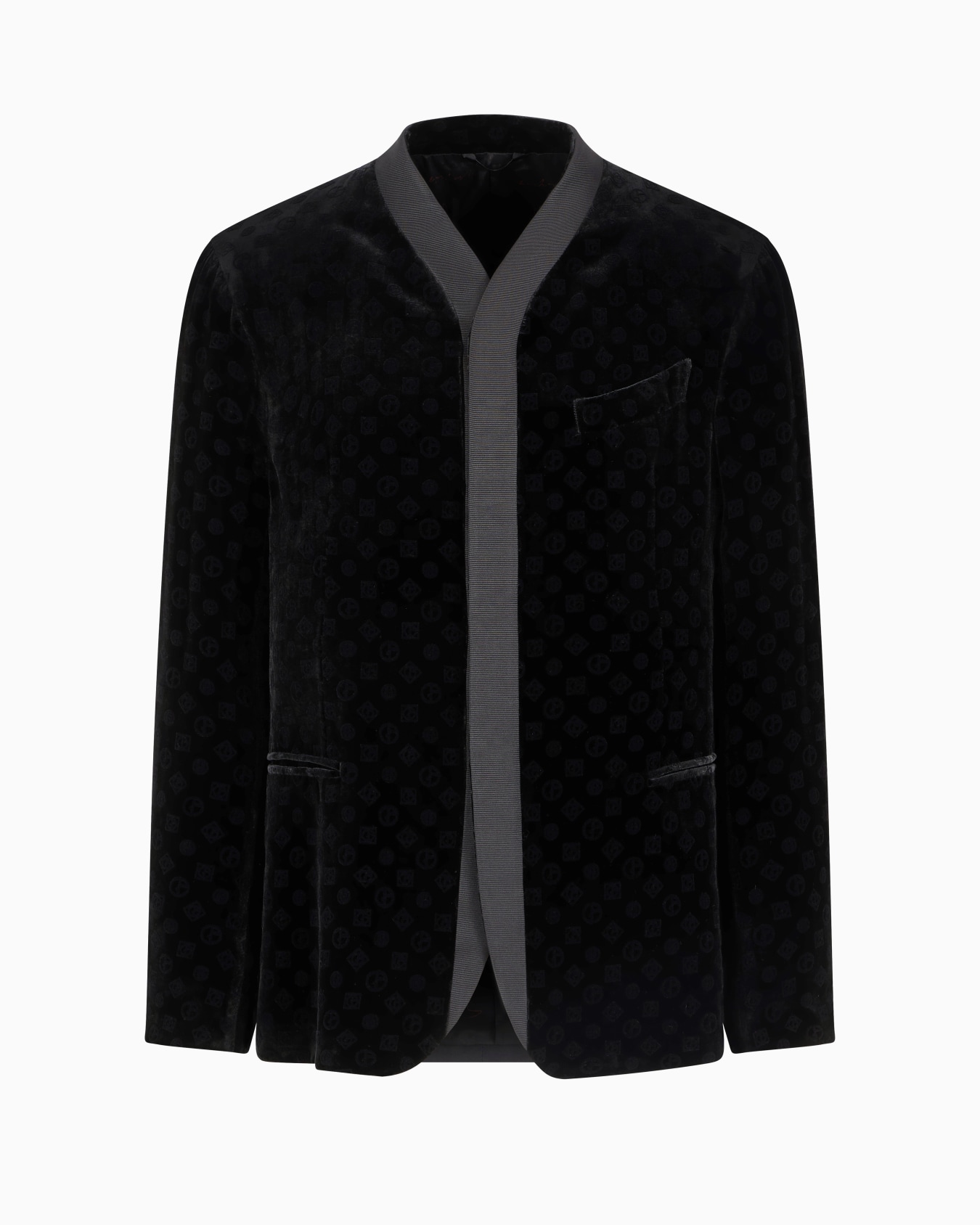 Giorgio’s single-breasted jacket in velvet with all-over logo Slide 0