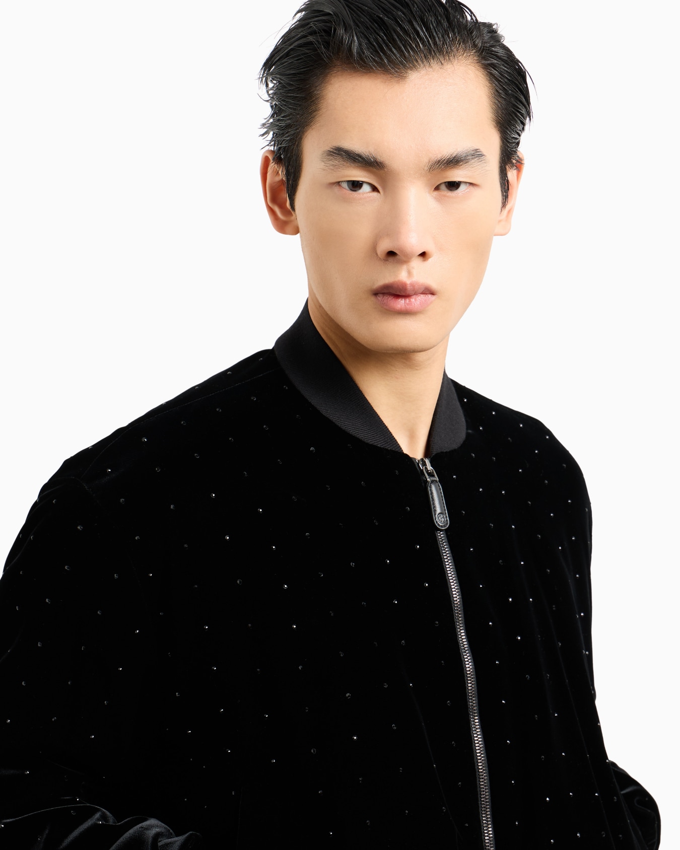 Giorgio’s velvet bomber jacket with rhinestone details Slide 4