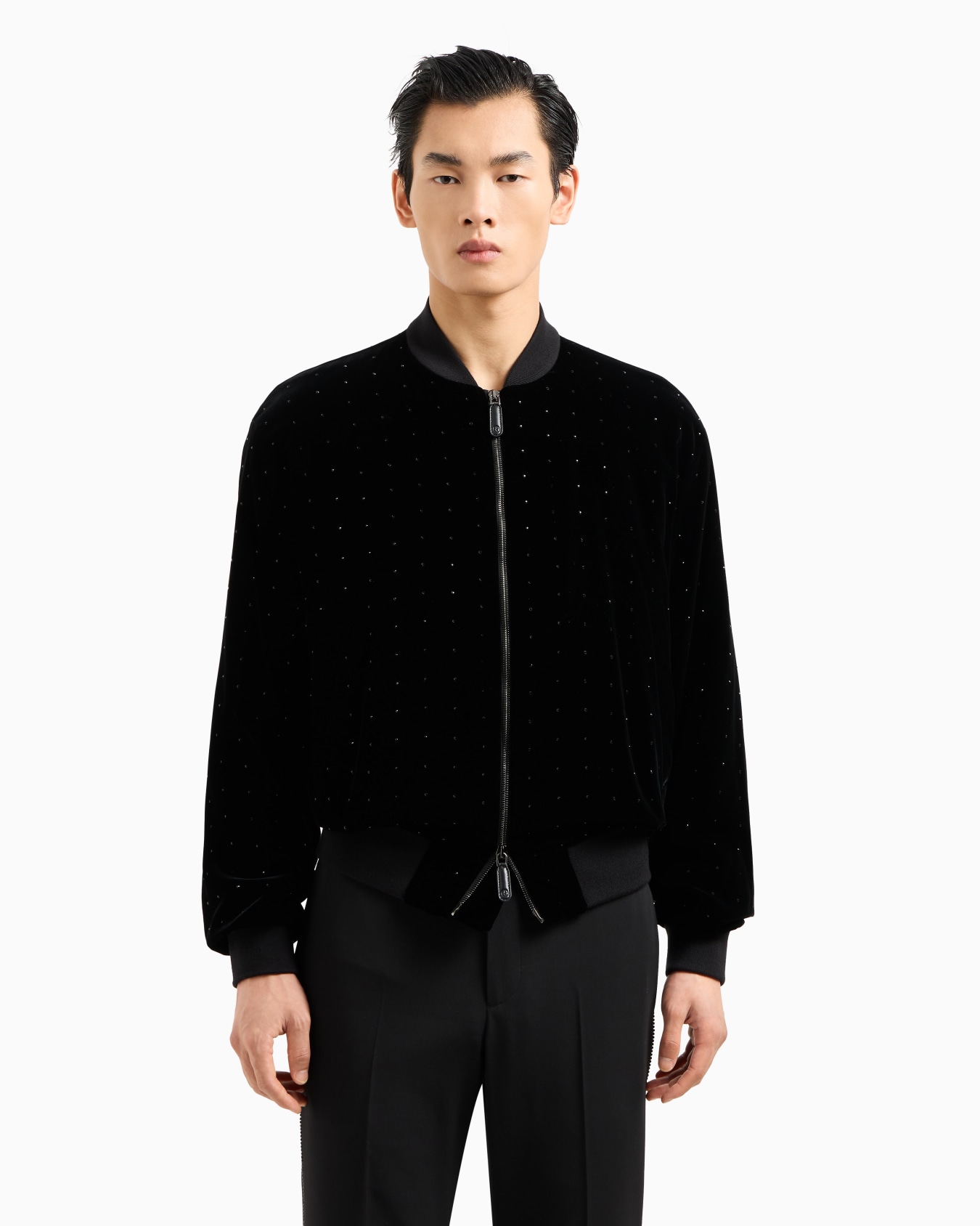 Giorgio’s velvet bomber jacket with rhinestone details Slide 1