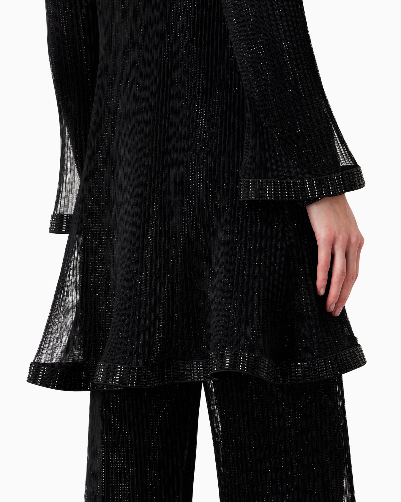 Long jacket in pleated tulle with crystal embroidery Slide 6