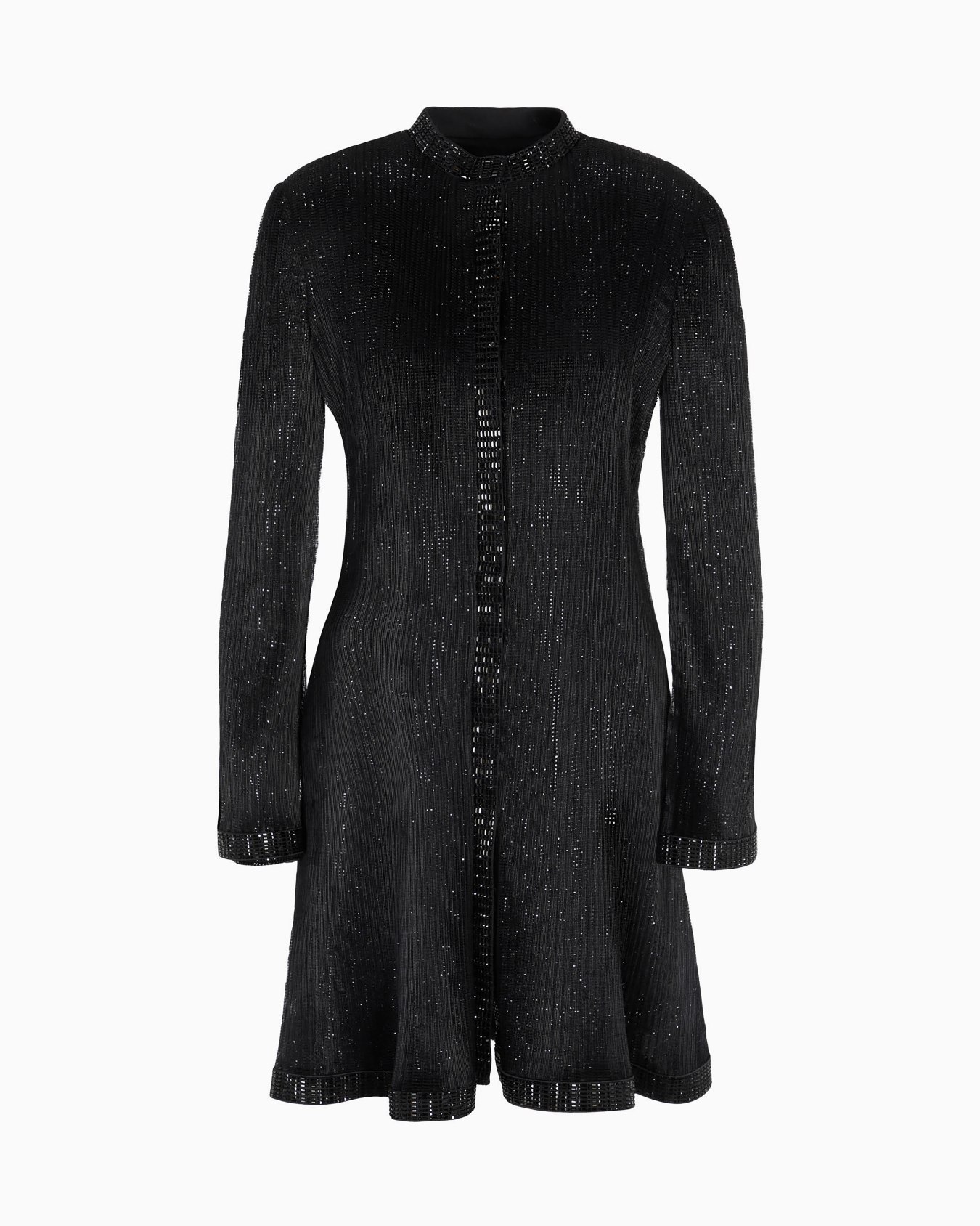 Long jacket in pleated tulle with crystal embroidery Slide 0