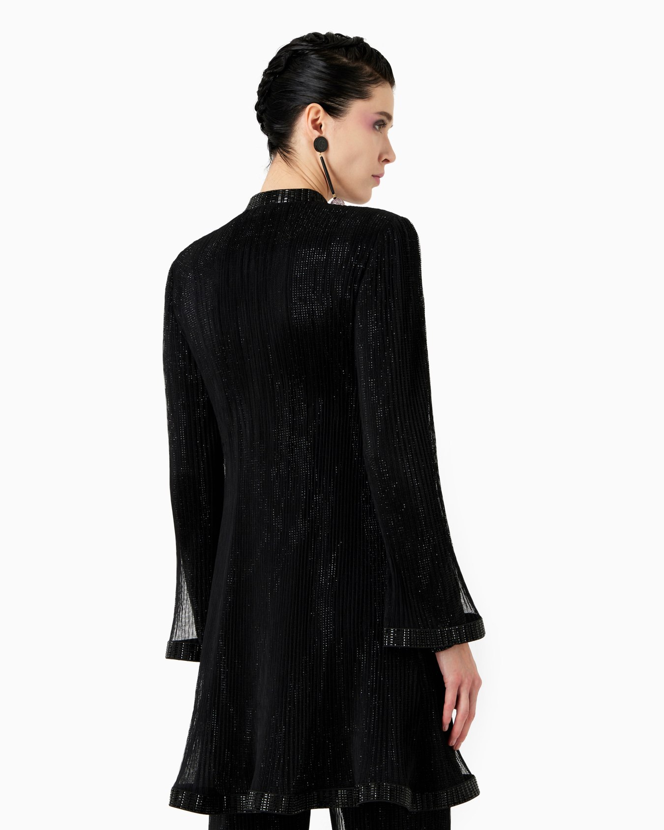 Long jacket in pleated tulle with crystal embroidery Slide 3
