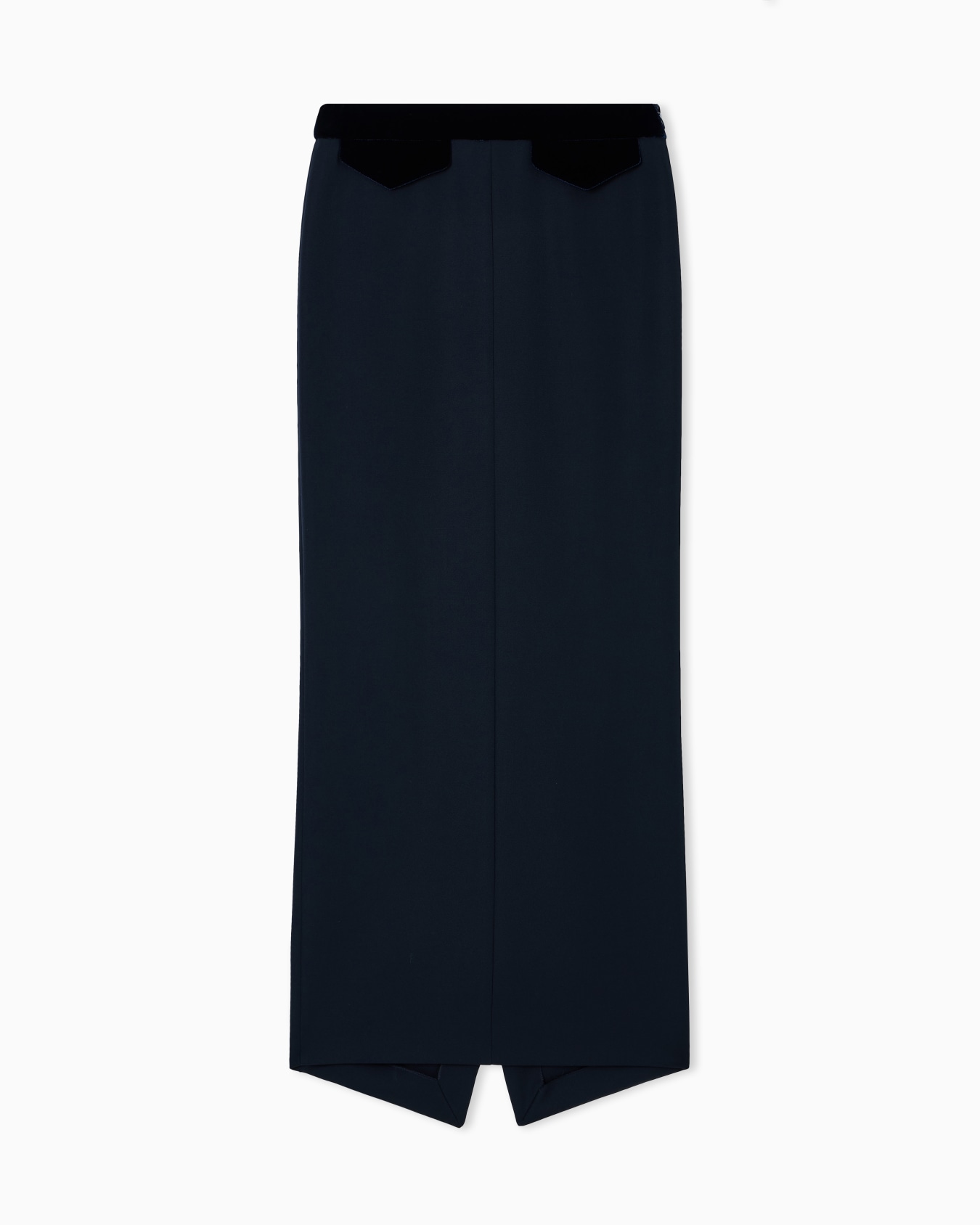 Barathea wool and velvet midi skirt Slide 0